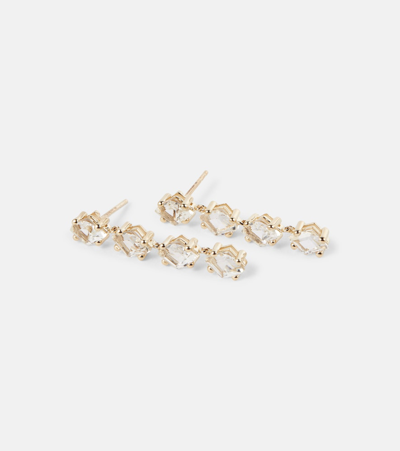 Suzanne Kalan Kira 14kt Gold Drop Earrings With White Topaz In Peridot Mix/yg