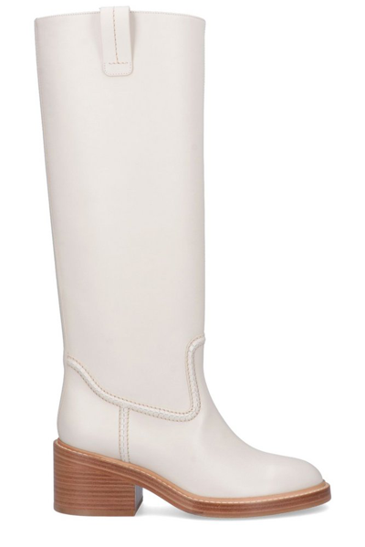 Shop Chloé Mallo Almond Toe Boots In White