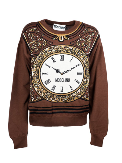 Shop Moschino Graphic Print Crewneck Sweater In Multi