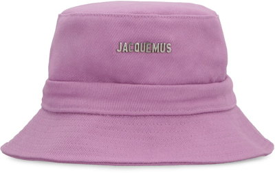 Shop Jacquemus Le Bob Gadjo Drawstring Bucket Hat In Purple