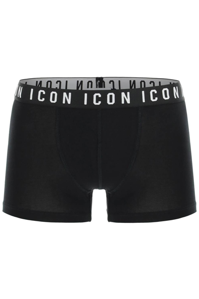Shop Dsquared2 'icon' Underwear Trunk In Black