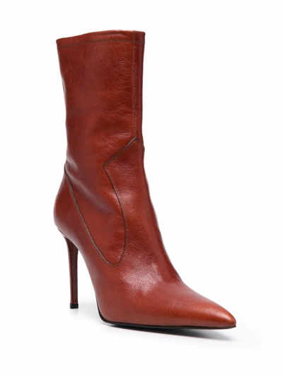 Shop Ami Alexandre Mattiussi Pointed-toe Ankle Boots In Brown