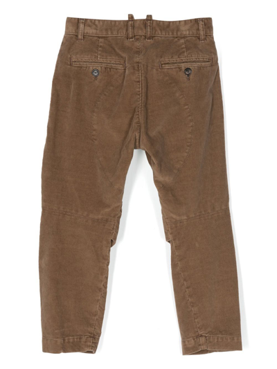 Shop Dsquared2 Icon Logo-print Corduroy Trousers In Brown