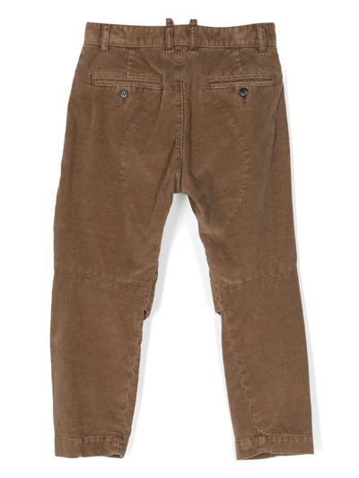 Dsquared2 Icon Logo-print Corduroy Trousers In Brown