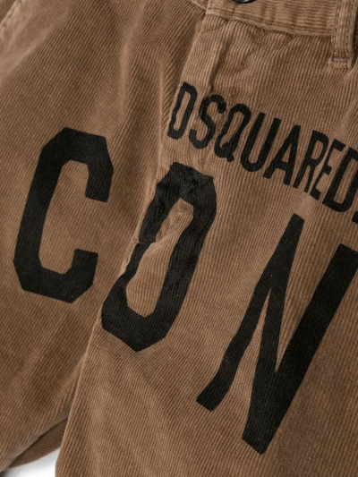Dsquared2 Icon Logo-print Corduroy Trousers In Brown