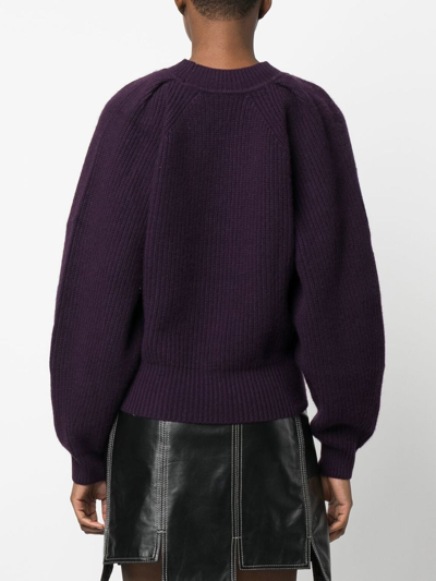 Shop Isabel Marant Bille Ribbed Wool-cashmere Jumper In Purple