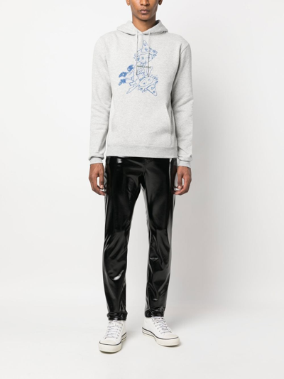 Saint Laurent Clown Logo Hoodie In Grey