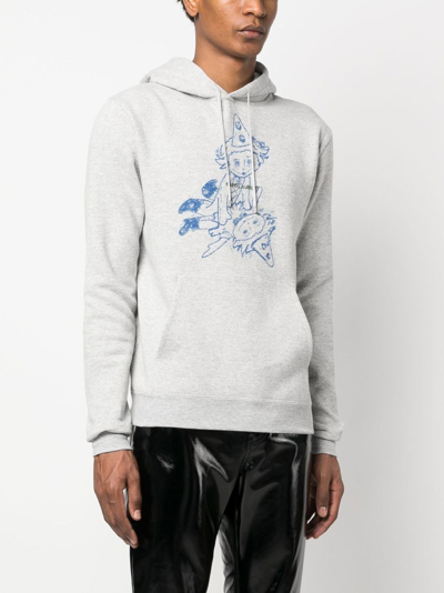 Shop Saint Laurent Clown-print Hoodie In Grey