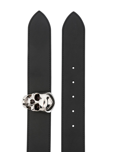 Alexander Mcqueen Skull-embellished Buckle Belt In Black