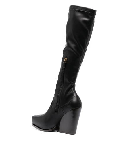 Shop Stella Mccartney 105mm Wedge-heel Knee-length Boots In Black