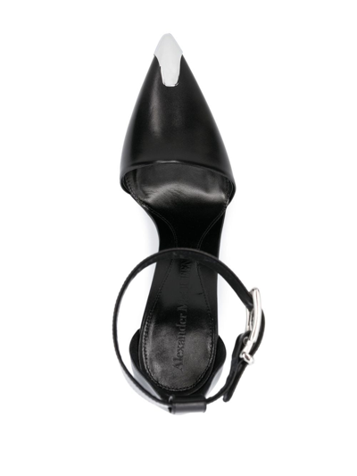 Shop Alexander Mcqueen 105mm Metallic Toe-cap Detail Pumps In Black