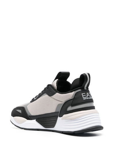 Shop Ea7 Side Logo-print Low-top Sneakers In Neutrals