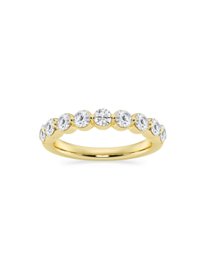 Saks Fifth Avenue Women's Build Your Own Collection 14k Yellow Gold & 9 Natural Round Diamond Wedding Band In 1.5 Tcw Yellow Gold