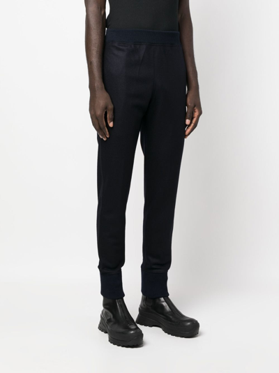 Shop Jil Sander Ribbed-waistband Tapered-leg Track Pants In Blue