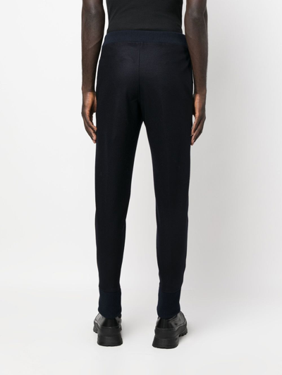 Shop Jil Sander Ribbed-waistband Tapered-leg Track Pants In Blue