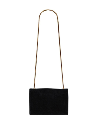 Shop Saint Laurent Kate Suede Shoulder Bag In Black