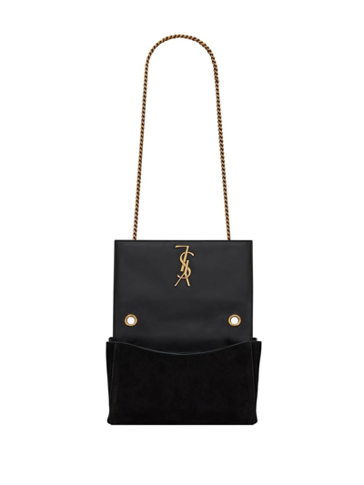 Shop Saint Laurent Kate Suede Shoulder Bag In Black