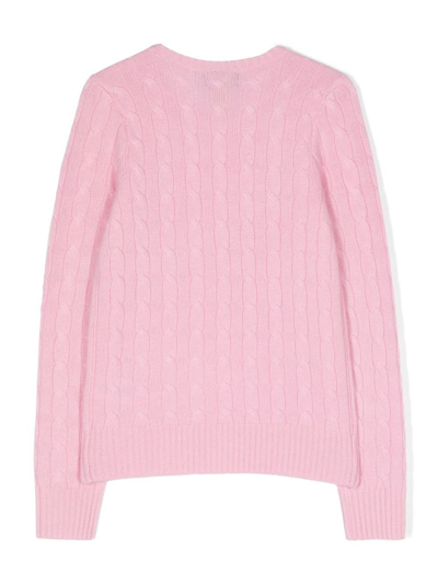 Shop Ralph Lauren Cable-knit Crewneck Jumper In Pink