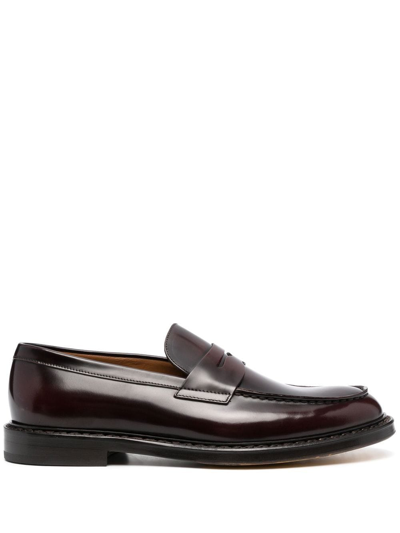 Shop Doucal's Penny Slot Loafers In Brown