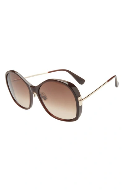 Shop Max Mara 60mm Round Sunglasses In Gold/ Brown Tort