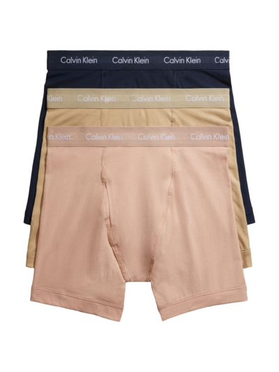 Shop Calvin Klein Men's 3-pack Cotton Stretch Boxer Briefs In Shoreline Clay