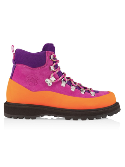 Shop Diemme Women's Roccia Vet Colorblock Suede Ankle Boots In Magenta Suede