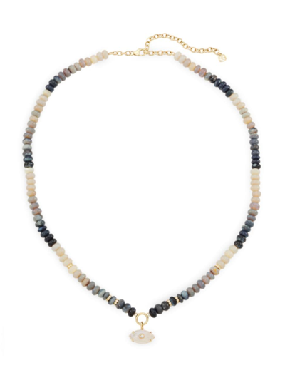 Shop Sydney Evan Women's Carved Eye 14k Gold, Diamond & Australian Opal Beaded Necklace