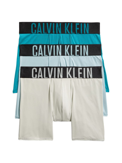 Shop Calvin Klein Men's 3-pack Logo Boxer Briefs In Ocean Mist