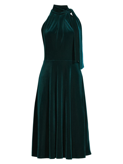 Shop Black Halo Women's Audrey Velvet Tie-neck Midi Dress In Bicoastal