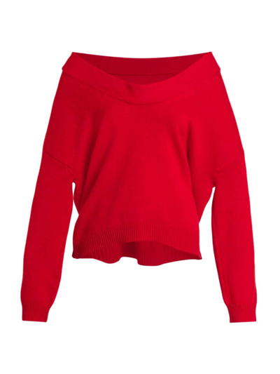 Shop Valentino Women's Maglia Cashmere Off-the-shoulder Sweater In Red