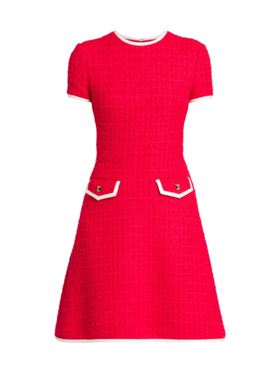 Shop Valentino Women's Mossi Timeless Bouclé A-line Dress In Red Ivory