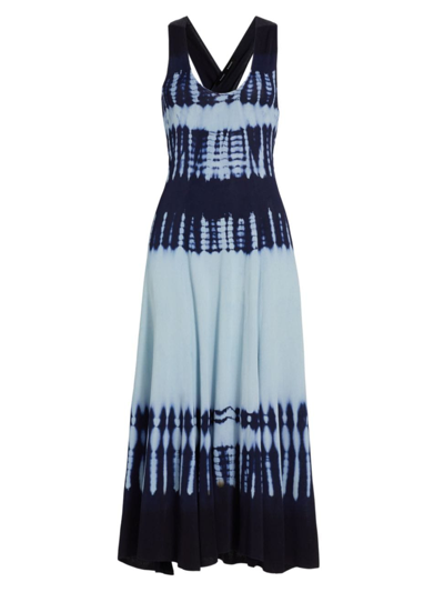 Shop Proenza Schouler Women's Tie-dye V-neck Dress In Blue Multi
