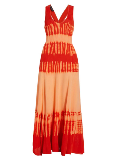 Shop Proenza Schouler Women's Tie-dye V-neck Dress In Orange Multi