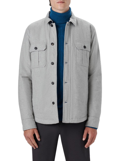 Shop Bugatchi Men's Cotton Shirtjacket In Platinum