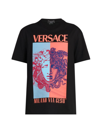 Shop Versace Men's Medusa Logo Graphic T-shirt In Black