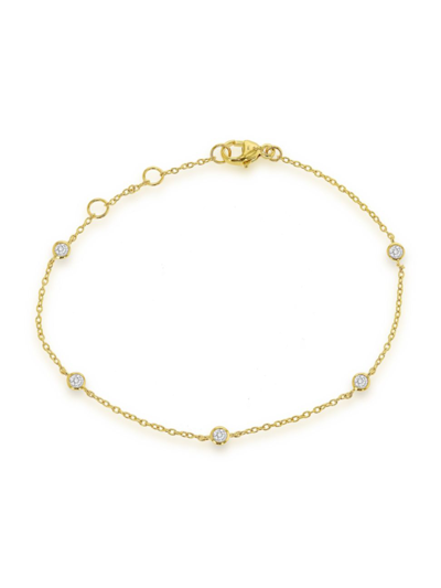 Shop Rachel Reid Jewelry Women's 14k Yellow Gold & 0.05 Tcw Diamond Bezel Chain Bracelet