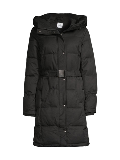 Shop Sam Edelman Women's Belted Puffer Jacket In Black