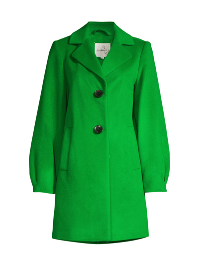 Shop Sam Edelman Women's Balloon-sleeve Wool Coat In Vibrant Green