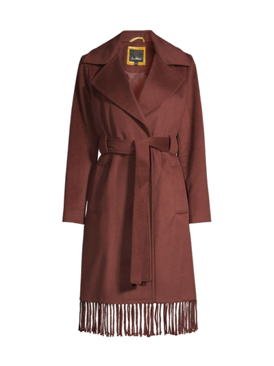 Shop Sam Edelman Women's Fringe Wrap Coat In Chestnut
