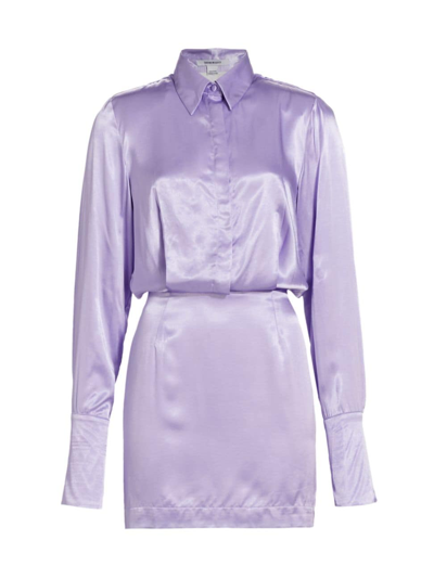 Shop Sabina Musayev Women's Nera Cut-out Satin Shirtdress In Lilac