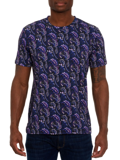 Shop Robert Graham Men's Pallas Printed Cotton T-shirt In Purple