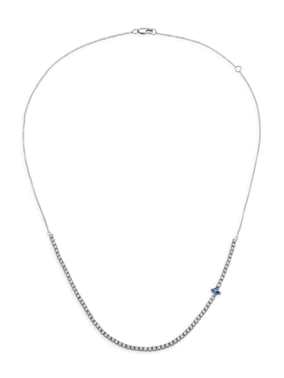 Shop Stephanie Gottlieb Women's 14k White Gold, 1.35 Tcw Diamond, & Sapphire Necklace In Blue