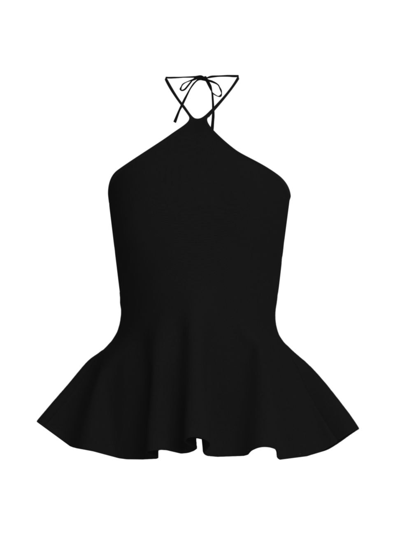 Shop Stella Mccartney Women's Knit Halterneck Peplum Tank In Black