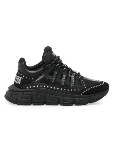 Shop Versace Men's Trigreca Low-top Sneakers In Black