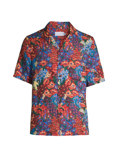 Shop Onia Men's Floral Camp Shirt In Neutral