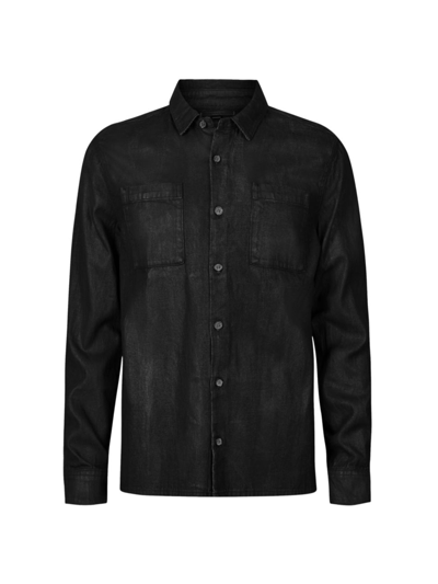 Shop John Varvatos Men's Cole Tailored Denim Shirt In Black