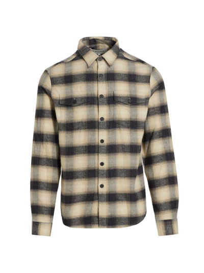 Shop Frame Men's Plaid Flannel Shirt In Noir Beige