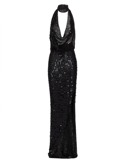 Shop Aya Muse Women's Bellico Sequined Knit Maxi Dress In Black