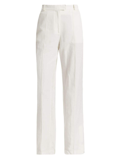 Shop Aya Muse Women's Polaris Linen Wide-leg Pants In White