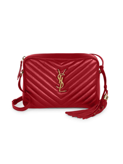 Shop Saint Laurent Women's Lou Camera Bag In Quilted Leather In Rouge